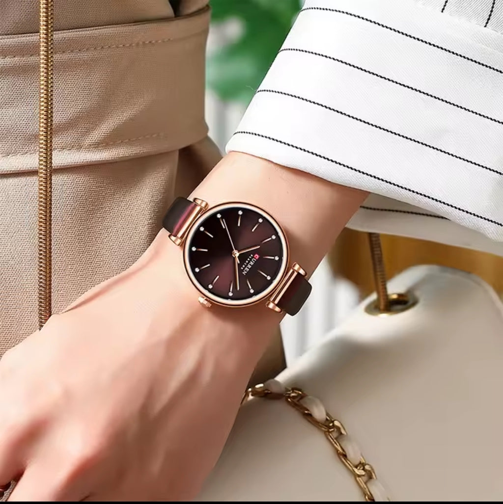 Reloj Curren 9081 CUERO Mujer Dama Negocio